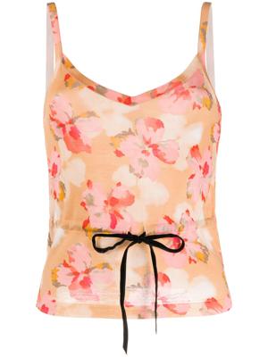 Christian Dior 2001 pre-owned floral drawstring top - ORANGE Christian Dior 2001 pre-owned floral drawstring top - ORANGE