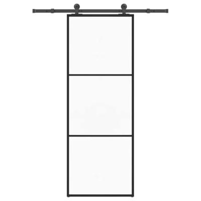 VidaXL Schuifdeur met beslag 76x205 cm esg-glas en aluminium