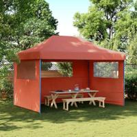 Partytent inklapbaar pop-up met 3 zijwanden terracottakleurig - thumbnail