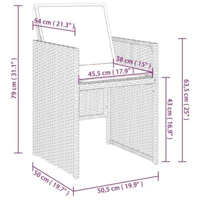 Tuinstoelen 4 st met kussens poly rattan zwart - thumbnail