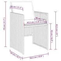 Tuinstoelen 4 st met kussens poly rattan bruin - thumbnail