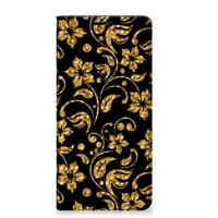 Motorola Edge 20 Pro Smart Cover Gouden Bloemen - thumbnail