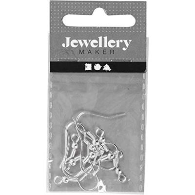 Creativ Company Oorbelhaaken, l: 18 mm, zilver, 10 stuk/ 1 doos