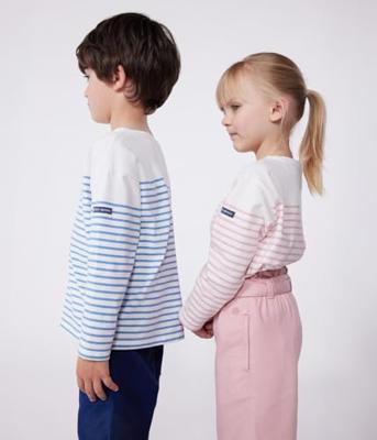 Marinière kind in katoen PETIT BATEAU rozen