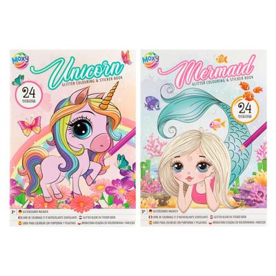Creative Craft Group Glitter kleur en stickerboek eenhoorn/zeemeermin
