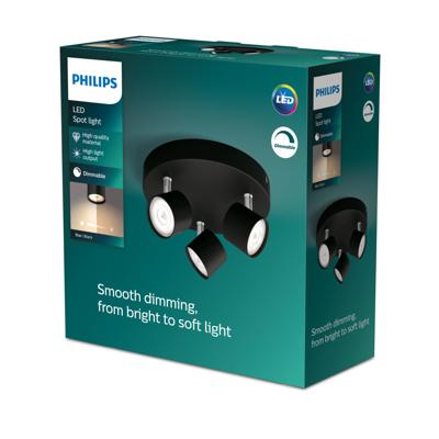 Philips Zwarte led plafondspotStar 3-lichts - 929003205301