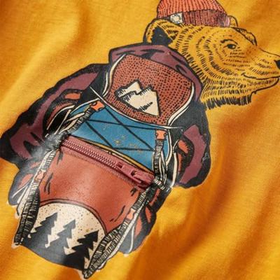 Kindershirt met lange mouwen berenprint 104 okerkleurig