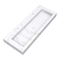 Brauer Coral Wastafel - 120 cm - met 1 Spoelbak en 2 Kraangaten - Marmerlook Calacatta Gold - thumbnail