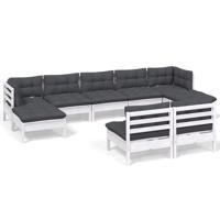 9-delige Loungeset met kussens grenenhout wit - thumbnail
