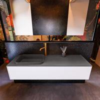 Badkamermeubelset Mondiaz Erin 150 cm met 1 Lade met RIDGE Wastafel Links Dark grey met 1 kraangat Greeploos Mat Talc - thumbnail