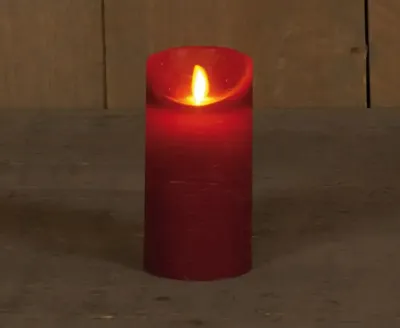 Anna&apos;s Collection LED kaars flame effect rustiek 7.5x15cm bordeaux 1 stuks