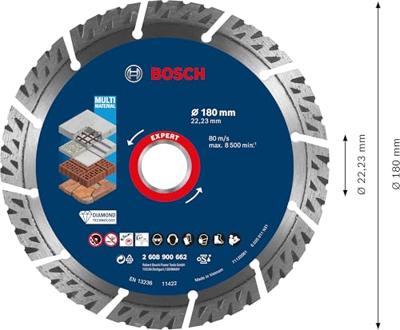 Bosch Accessoires Expert MultiMaterial diamantdoorslijpschijf 180 x 22,23 x 2,4 x 12 mm - 1 stuk(s) - 2608900662