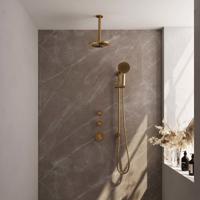 Regendoucheset Inbouw Brauer Gold Edition Thermostatisch 20 cm met Plafondarm, Glijstang en Handdouche 3-Standen Losse Stopkranen Geborsteld Goud - thumbnail