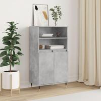 Hoge kast 60x36x110 cm bewerkt hout betongrijs - thumbnail
