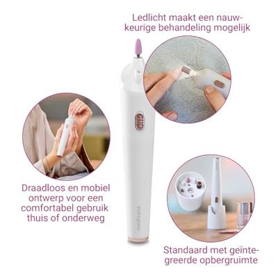 Draadloze manicure-/pedicureset - MEDISANA - MP 900 - 5 accessoires - Precisie-ledverlichting - Wit