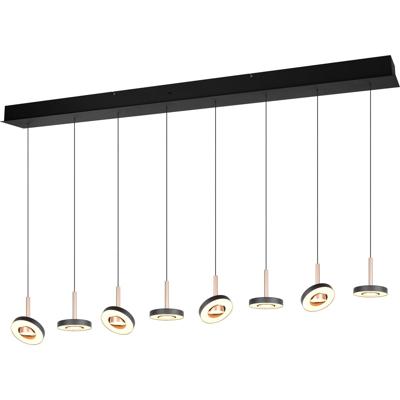 LED Hanglamp - Trio Select Guano - 8 Lichtpunten van 8 Watt - Dimbaar - Aanpasbare Lichtkleur - Hoogte Aanpasbaar zonder Contragewicht - Draaibaar - Coffee - Metaal
