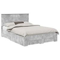 Bedframe met hoofdeinde Beton Grijs 140 x 190 cm Bewerkt hout - thumbnail