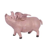 Gietijzeren vliegende varken roze spaarpot - thumbnail