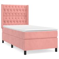 Boxspring met matras fluweel roze 90x190 cm - thumbnail