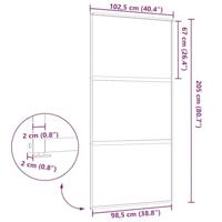 Schuifdeur Zwart 102.5 x 205 cm Gehard glas en Aluminium - thumbnail