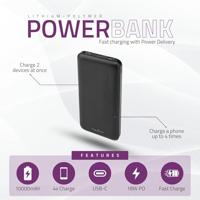 Powerbank | 10000 mAh | 2x 3.0 A | Outputs: 2 | Output: 1x USB-A / 1x USB-C | Inputs: 1x Micro USB / 1x USB-C | PD2.0 18W | Lithium-Polymeer - thumbnail