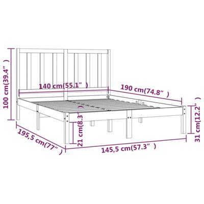 Bedframe massief grenenhout 140x190 cm