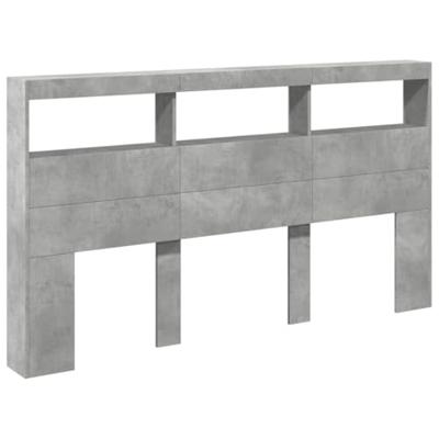 Hoofdbordkast met LED-verlichting 180x17x102 cm betongrijs