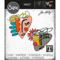 Sizzix • tim holtz thinlits die set abstract faces 19pcs - thumbnail