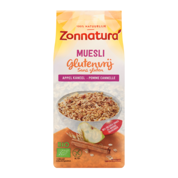 Zonnatura Muesli appel kaneel glutenvrij bio 375 Gram