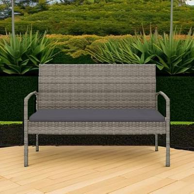 Tuinbank met kussen 105 cm poly rattan grijs