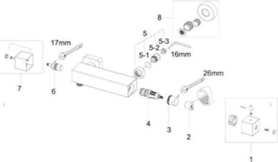 Douchekraan Xellanz Essential | Opbouw | Thermostaatkraan | 1-weg | hoh 15 cm | 2-knops | Vierkant | Zwart