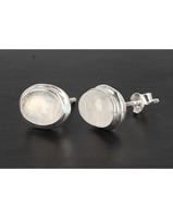 Zilveren Oorstekers Maansteen Regenboog Ovaal - thumbnail