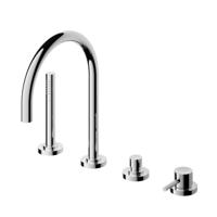 Badrandkraan Hotbath Buddy 1-hendel Mengkraan Compleet 4-gats Geborsteld Nikkel - thumbnail