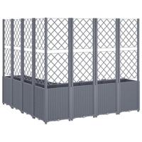 Plantenbak met latwerk 160x160x140 cm polypropeen grijs - thumbnail