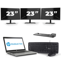 HP EliteBook Folio 9470m - Intel Core i7-3e Generatie - 14 inch - 8GB RAM - 256GB SSD - Windows 10 + 3x 23 inch Monitor - thumbnail