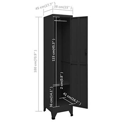 Lockerkast 38x45x180 cm staal zwart