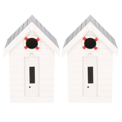 2x stuks wit vogelhuisje strandhuis voor kleine vogels 21 cm - Vogelhuisjes 2x stuks wit vogelhuisje strandhuis voor kleine vogels 21 cm - Vogelhuisjes