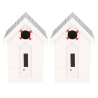 2x stuks wit vogelhuisje strandhuis voor kleine vogels 21 cm - Vogelhuisjes - thumbnail