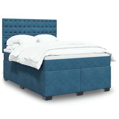 Boxspring met matras fluweel blauw 140x190 cm