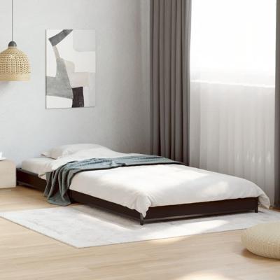 Bedframe bewerkt hout en metaal zwart 90x190 cm