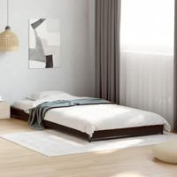 Bedframe bewerkt hout en metaal zwart 90x190 cm - thumbnail