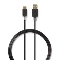 Kabel USB 2.0 | Type-C male - A male | 1,0 m | Antraciet - thumbnail