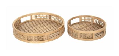 MUST Living Dienblad 'Algarve' Bamboe, Set van 2 stuks, kleur Naturel