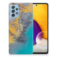 Samsung Galaxy A72 | TPU | Siliconen hoesje | Marble Blue Gold - thumbnail
