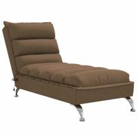 Massage chaise longue met kussens stof bruin - thumbnail