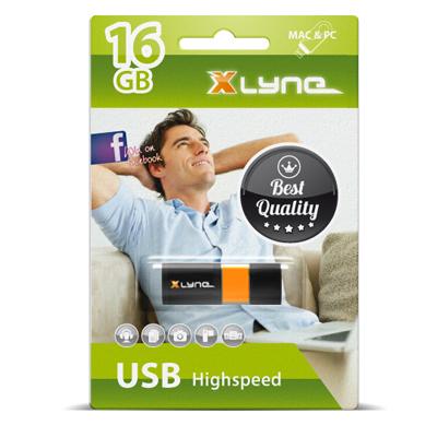 Xlyne Wave USB-stick 16 GB Zwart, Oranje 7116000 USB-A 2.0 Xlyne Wave USB-stick 16 GB Zwart, Oranje 7116000 USB-A 2.0