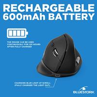 Ergonomische muis - Draadloos - Bluestork - Optisch - 1200 dpi - 6 knoppen - PC / MAC - thumbnail
