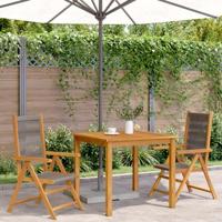 Tuinstoelen 2 st massief acaciahout en polypropeen grijs - thumbnail