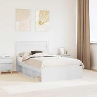 Bedframe met hoofdeinde Wit 120 x 190 cm Massief grenenhout - thumbnail