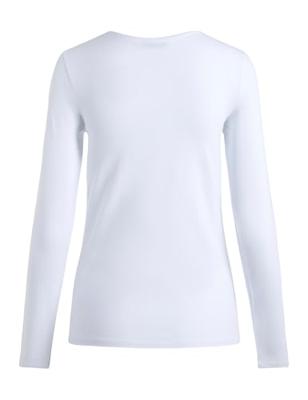 Dames ondershirt lange mouw - Long Tee - Katoenen T-shirt lange mouwen - Wit - Zwart